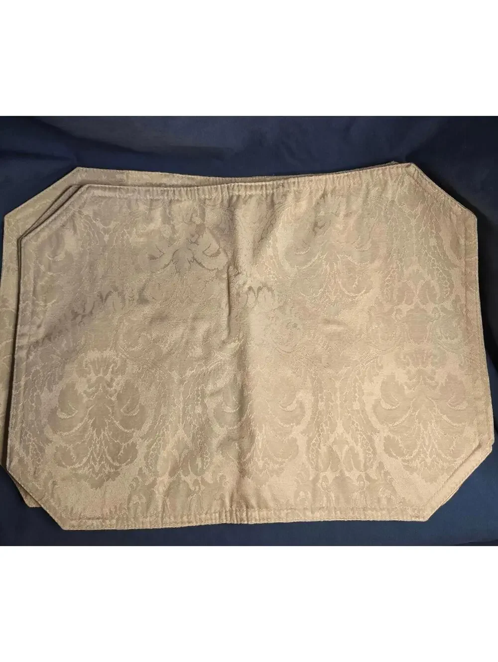 Elegant Cream Damask Placemats and Napkin Set for 4